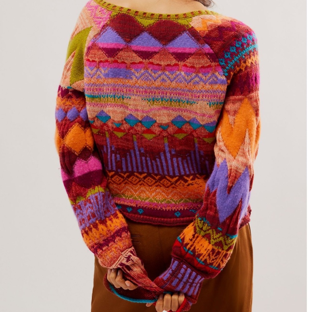 Free People Lydia Monochrome Pullover Colorful Sweater - Picture 2 of 6